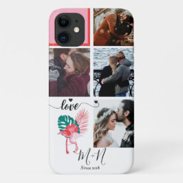 Chique Roze Flamingo 5 Foto Collage Case-Mate iPhone Case