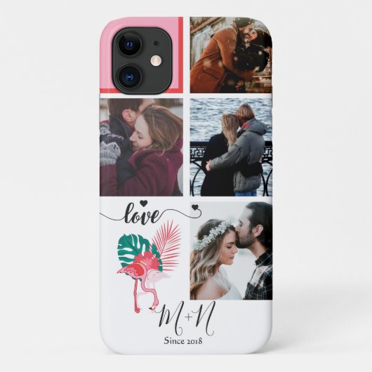 Chique Roze Flamingo 5 Foto Collage Case-Mate iPhone Case (Achterkant)