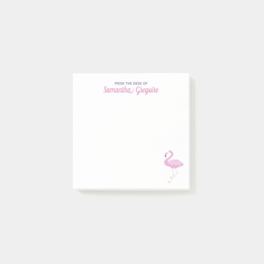 Chique roze flamingo van het bureau van de naam post-it® notes (Voorkant)