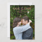 Chique Roze Foto Moderne Trouwdag Save The Date (Voorkant)