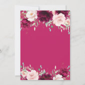 Chique roze framboos blush roze bloemenbruiloft kaart (Achterkant)