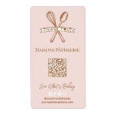 Chique Roze Gardeer Lepel Bedankt QR Code Bakkerij Etiket (Voorkant)