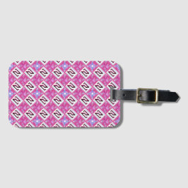 Chique Roze Geometrisch Alfabet N Initiaal Bagagelabel