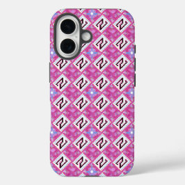 Chique Roze Geometrisch Alfabet N Initiaal iPhone 16 Hoesje