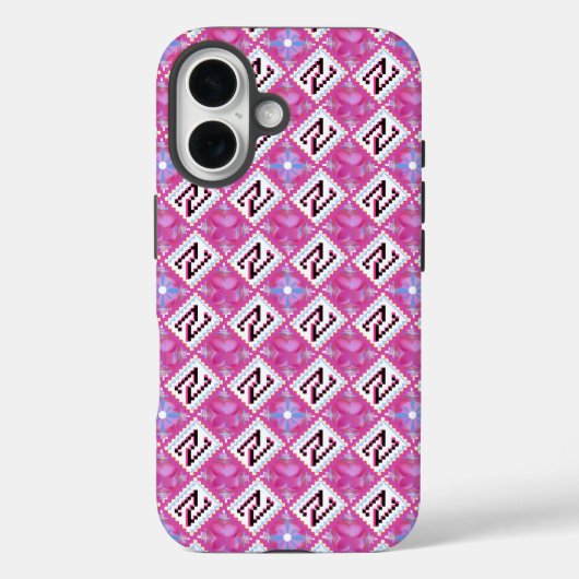 Chique Roze Geometrisch Alfabet N Initiaal Case-Mate iPhone Case (Achterkant)