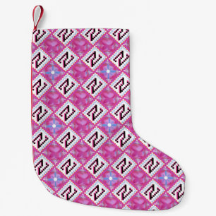 Chique Roze Geometrisch Alfabet N Initiaal Kleine Kerstsok