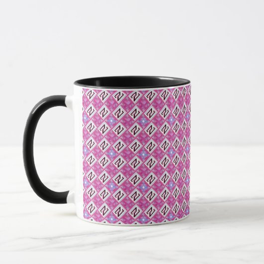 Chique Roze Geometrisch Alfabet N Initiaal Mok (Links)
