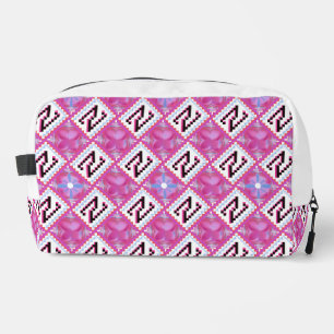 Chique Roze Geometrisch Alfabet N Initiaal Toilettasje
