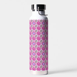 Chique Roze Geometrisch Alfabet N Initiaal Waterfles