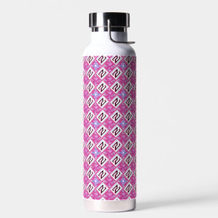 Chique Roze Geometrisch Alfabet N Initiaal Waterfles
