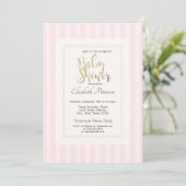 Chique roze gestreepte babyshower kaart (Staand voorkant)