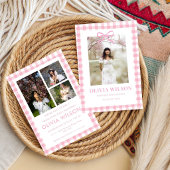 Chique Roze Gingham Afsluitfeest 2026 Kaart