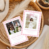 Chique Roze Gingham Afsluitfeest 2026 Kaart