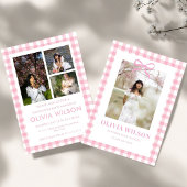 Chique Roze Gingham Afsluitfeest 2026 Kaart