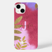 Chique roze glam glinsterende glitter en gouden bl Case-Mate iPhone case (Achterkant)