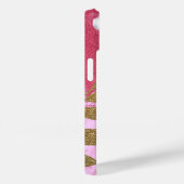 Chique roze glam glinsterende glitter en gouden bl Case-Mate iPhone case (Achterkant / Rechts)