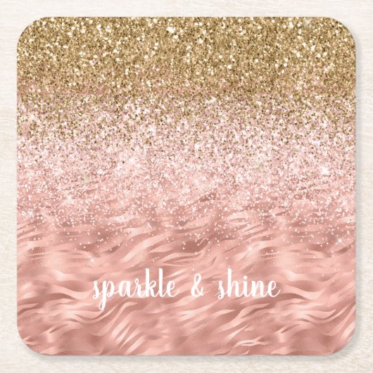 Chique roze glans zebraprint kartonnen onderzetters (Voorkant)