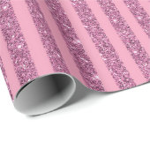 Chique roze glinsterende verticale strepen cadeaupapier (Rol Hoek)