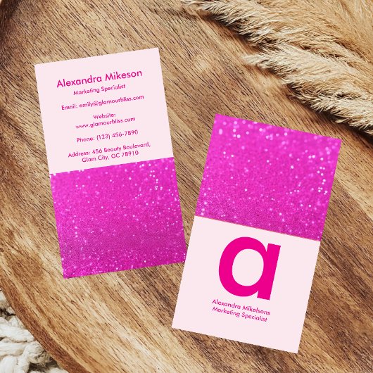 Chique Roze Glitter Branding Visitekaartje