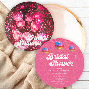 Chique Roze Glitter Disco Bal Bruidsfeest Uitnodig Kaart