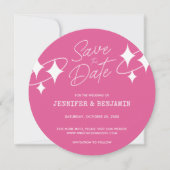 Chique Roze Glitter Disco Ball Bruiloft Save the D Kaart (Voorkant)