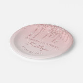 Chique Roze Glitter Drip Afsluitfeest Papieren Bordje (Gekanteld)