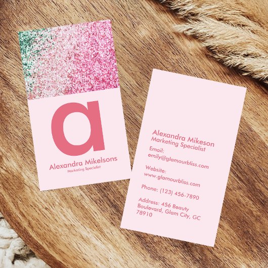 Chique Roze Glitter Esthetiek Visitekaartje