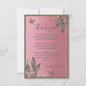 Chique Roze Glitter Foliage Bruiloft dank u Bedankkaart (Voorkant)