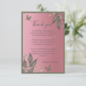 Chique Roze Glitter Foliage Bruiloft dank u Bedankkaart (Staand voorkant)