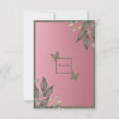 Chique Roze Glitter Foliage Bruiloft dank u Bedankkaart (Achterkant)