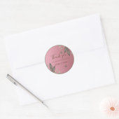 Chique Roze Glitter Foliage Bruiloft dank u Ronde Sticker (Envelop)
