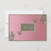 Chique roze Glitter Foliage bruiloft RSVP Kaartje (Achterkant)