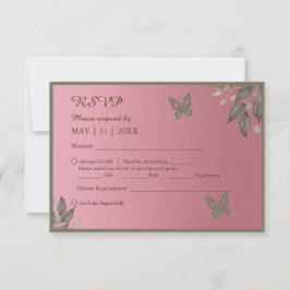Chique roze Glitter Foliage bruiloft RSVP Kaartje