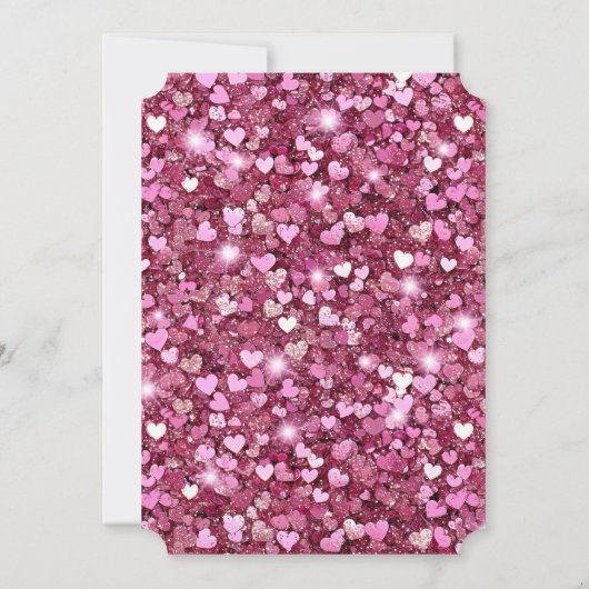 Chique roze glitter harten kaart (Achterkant)
