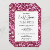 Chique roze glitter harten kaart (Voorkant / Achterkant)