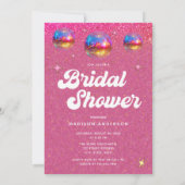Chique Roze Glitter Retro Disco Bal Bruidsfeest Kaart (Achterkant)