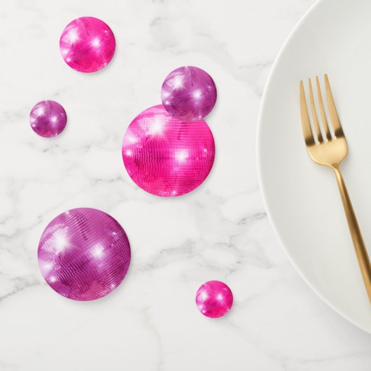 Chique Roze Glitter Retro Disco Ballen Bruiloft Confetti (Groep)