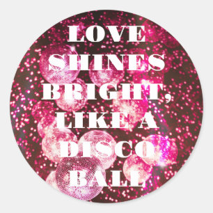 Chique Roze Glitter Retro Disco Ballen Dank Je Ronde Sticker