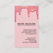 Chique roze glitter schoonheid professionals visitekaartje (Achterkant)