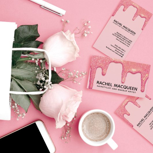 Chique roze glitter schoonheid professionals visitekaartje