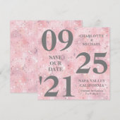 Chique roze glitter sparkle modern Save the date Kaart (Voorkant / Achterkant)