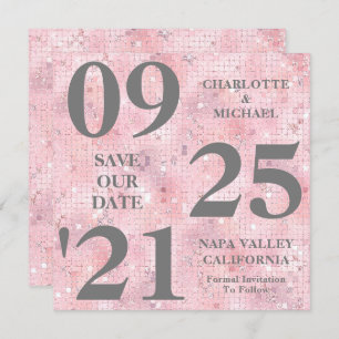 Chique roze glitter sparkle modern Save the date Kaart