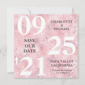 Chique roze glitter sparkle modern Save the date Kaart (Voorkant)