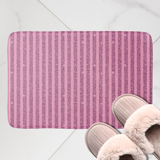 Chique Roze Glitter Stijl Verticale Strepen Badmat
