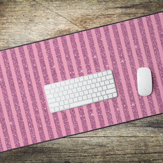 Chique Roze Glitter Stijl Verticale Strepen Bureaumat