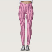 Chique Roze Glitter Stijl Verticale Strepen Leggings (Voorkant)