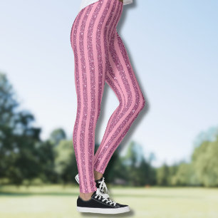 Chique Roze Glitter Stijl Verticale Strepen Leggings