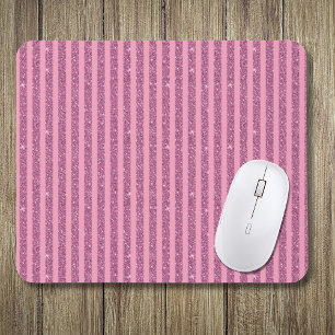Chique Roze Glitter Stijl Verticale Strepen Muismat