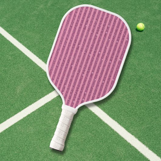 Chique Roze Glitter Stijl Verticale Strepen Pickleball Paddle