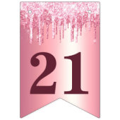 Chique Roze Glitter Verjaardag Vlaggetjes (Eerste vlag)